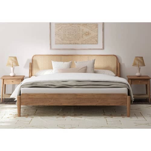 Cane King Size Bed Without Storage