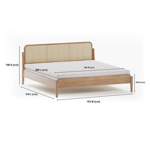 Cane King Size Bed Without Storage