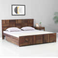 Bergen Sheesham Wood Double Bed With Storage - front_view