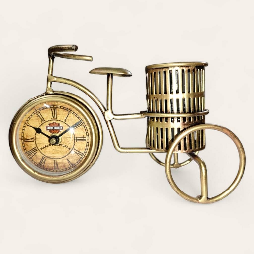 Antique Cycle Pen Stand with Clock