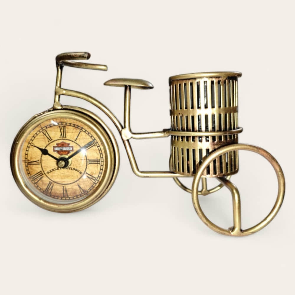 Antique Cycle Pen Stand with Clock - photo