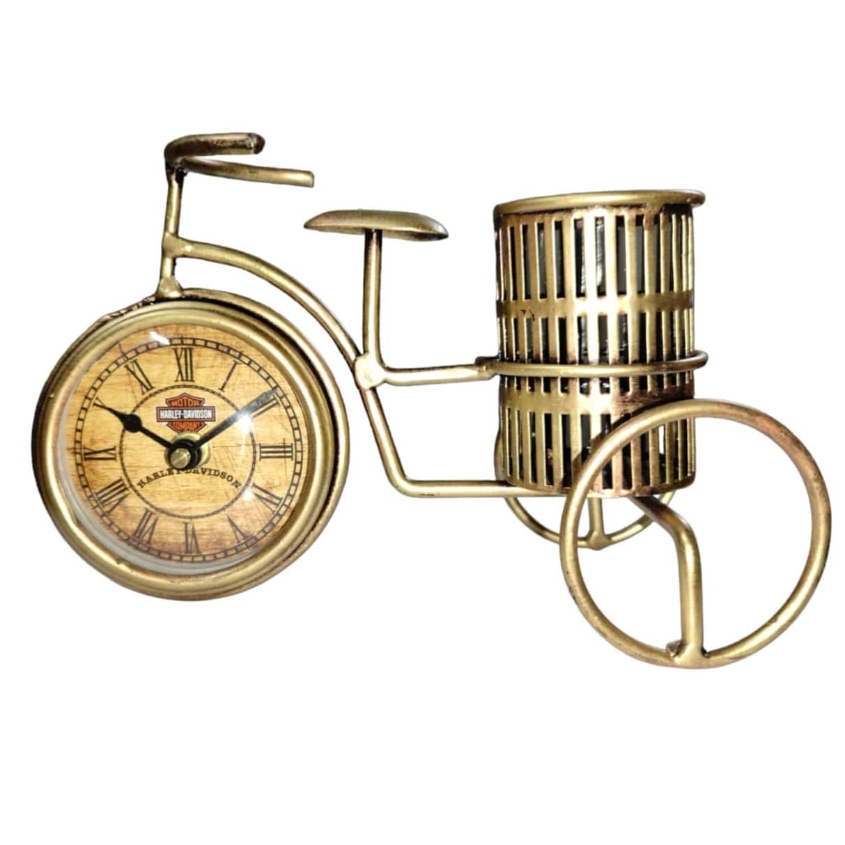 Antique Cycle Pen Stand with Clock - rear_view
