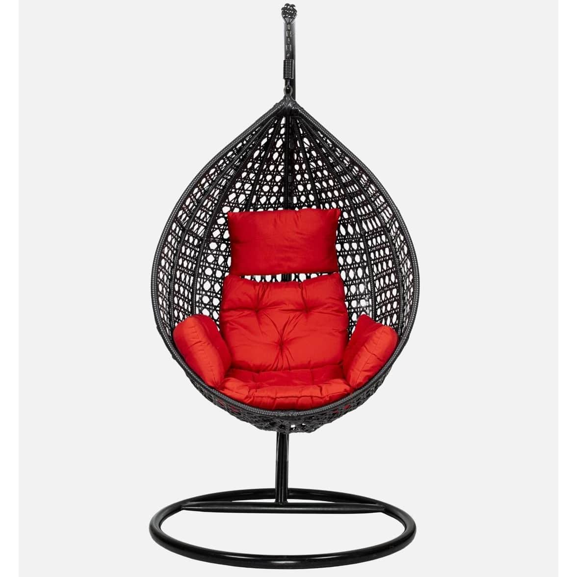 Hanging Wicker Outdoor Swing with Stand - front_view