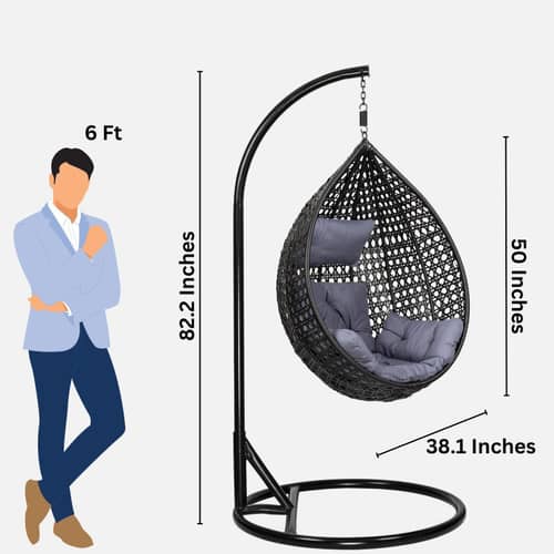 Hanging Wicker Outdoor Swing with Stand