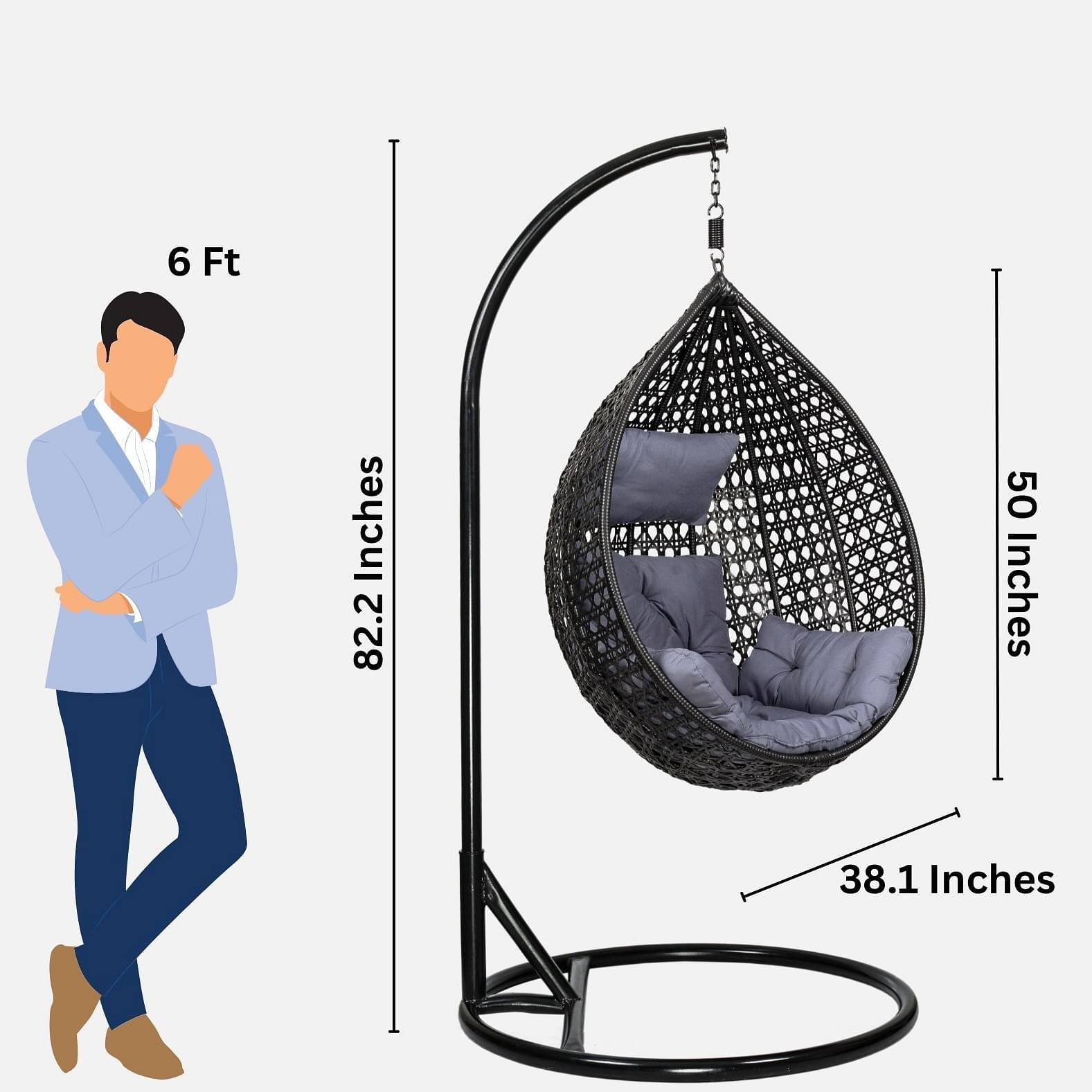 Hanging Wicker Outdoor Swing with Stand