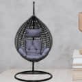 Hanging Wicker Outdoor Swing with Stand - photo