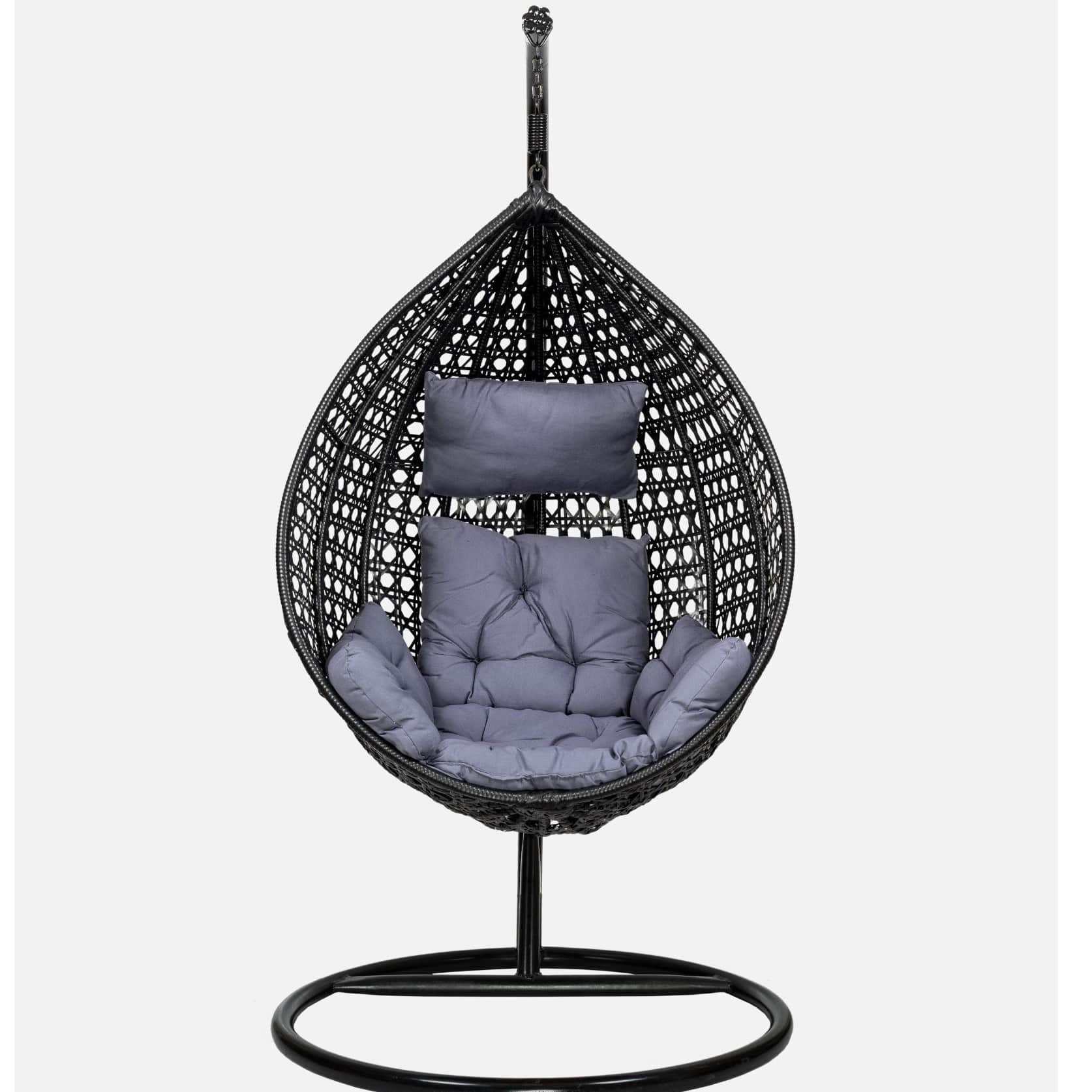 Hanging Wicker Outdoor Swing with Stand - front_view