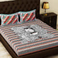 Multicolor Colored Printed Queen Double Cotton Bedsheet With 2 Pillow Cover - photo