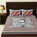 Multicolor Colored Printed Queen Double Cotton Bedsheet With 2 Pillow Cover - front_view
