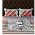 Multicolor Colored Printed Queen Double Cotton Bedsheet With 2 Pillow Cover - top_view
