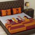 Yellow Colored Printed Queen Double Cotton Bedsheet With 2 Pillow Cover - photo