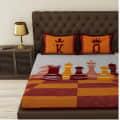 Yellow Colored Printed Queen Double Cotton Bedsheet With 2 Pillow Cover - front_view
