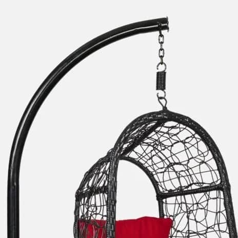 Aiken Wicker Swing in Black & Red Colour