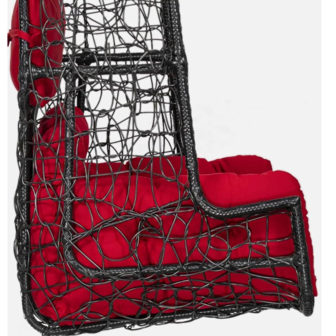 Aiken Wicker Swing in Black & Red Colour - left_view