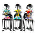 Metal Lady Sitting Musician Showpiece (Set of 3) - photo