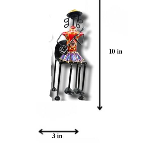 Metal Lady Sitting Musician Showpiece (Set of 3)