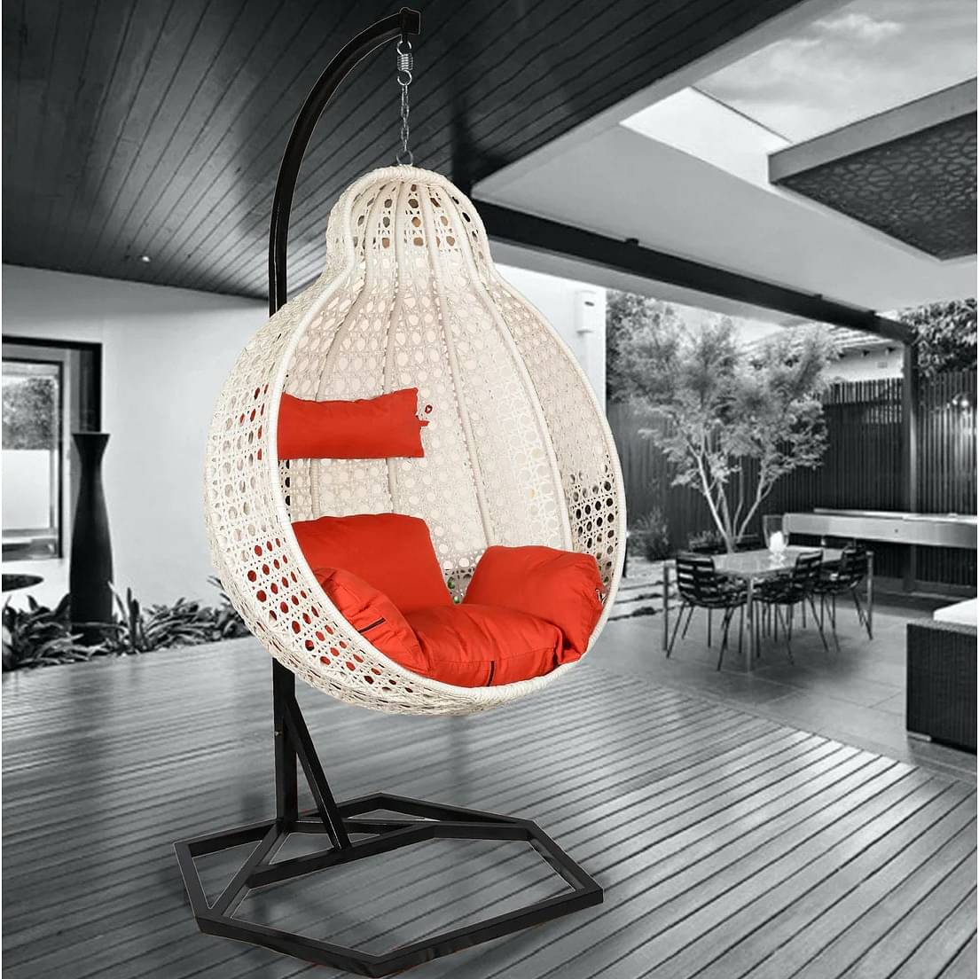 Tique Wicker Swing in White Colour