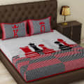 Red Colored Printed Queen Double Cotton Bedsheet With 2 Pillow Cover - photo