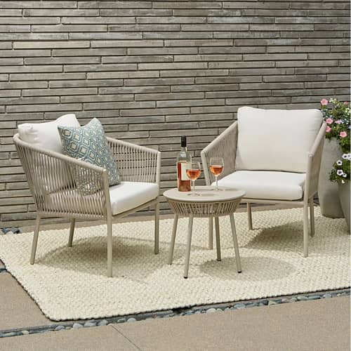 Outdoor Chair Set ( beige braided & rope)