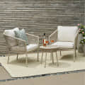Outdoor Chair Set ( beige braided & rope) - photo