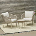 Outdoor Chair Set ( beige braided & rope) - front_view