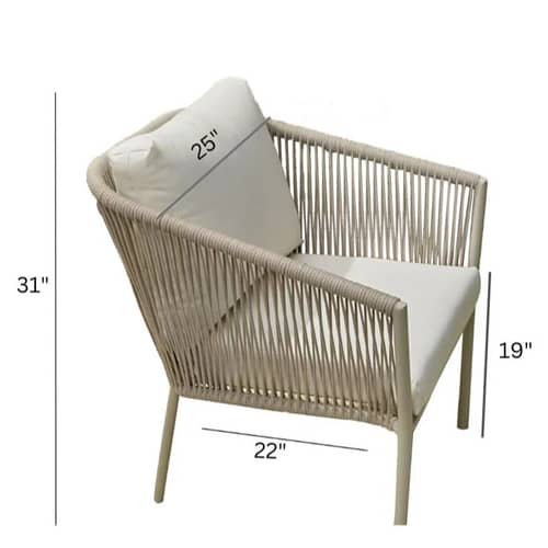 Outdoor Chair Set ( beige braided & rope)