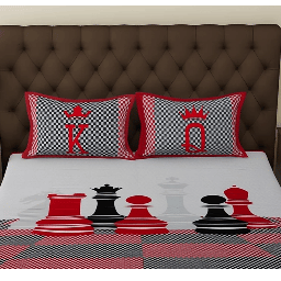 Red Colored Printed Queen Double Cotton Bedsheet With 2 Pillow Cover - top_view