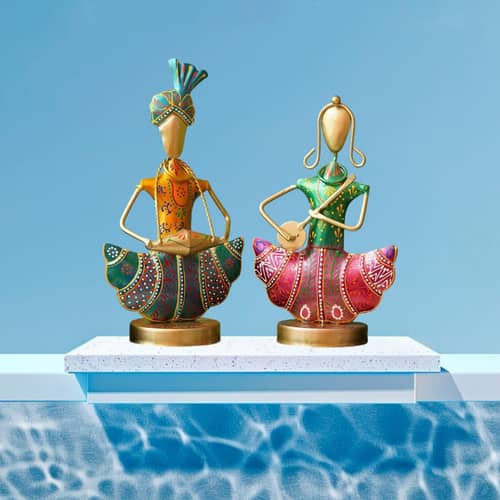 Metal Rajasthani Showpiece (Set of 2)