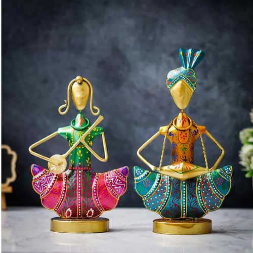 Metal Rajasthani Showpiece (Set of 2)
