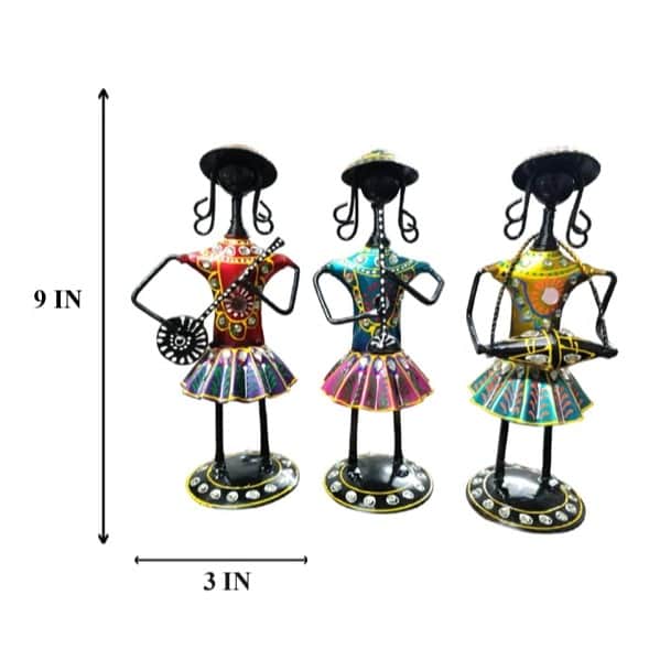 Antique Decorative Tribal Musician Dolls (Set of 3) - front_view