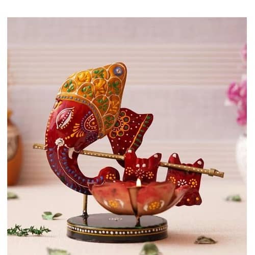 Decor Antique Lord Ganesha T-Light Candle Holder