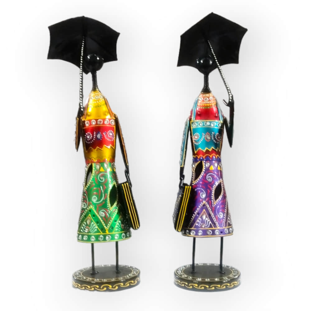 Handpainted Lady (Set of 2) Iron Figurine - photo