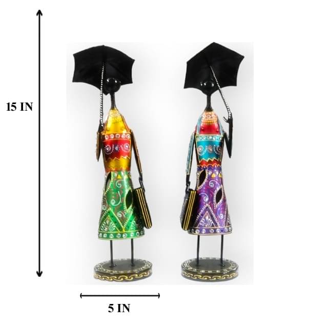 Handpainted Lady (Set of 2) Iron Figurine