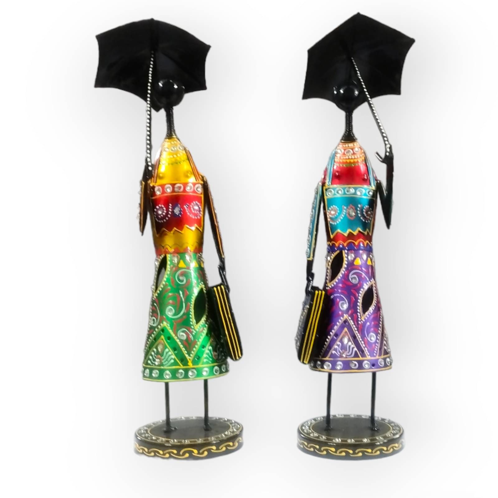 Handpainted Lady (Set of 2) Iron Figurine