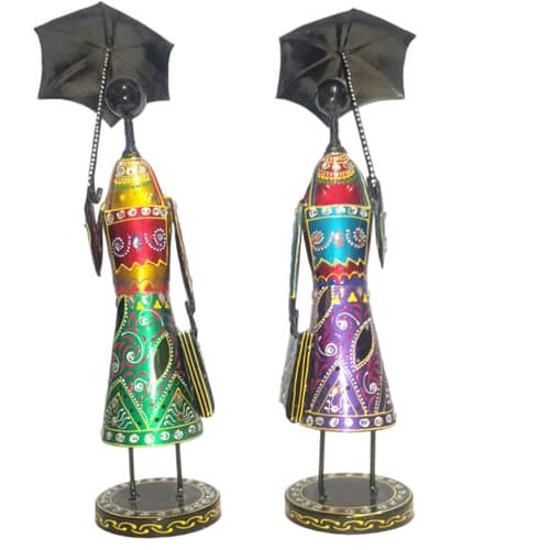 Handpainted Lady (Set of 2) Iron Figurine