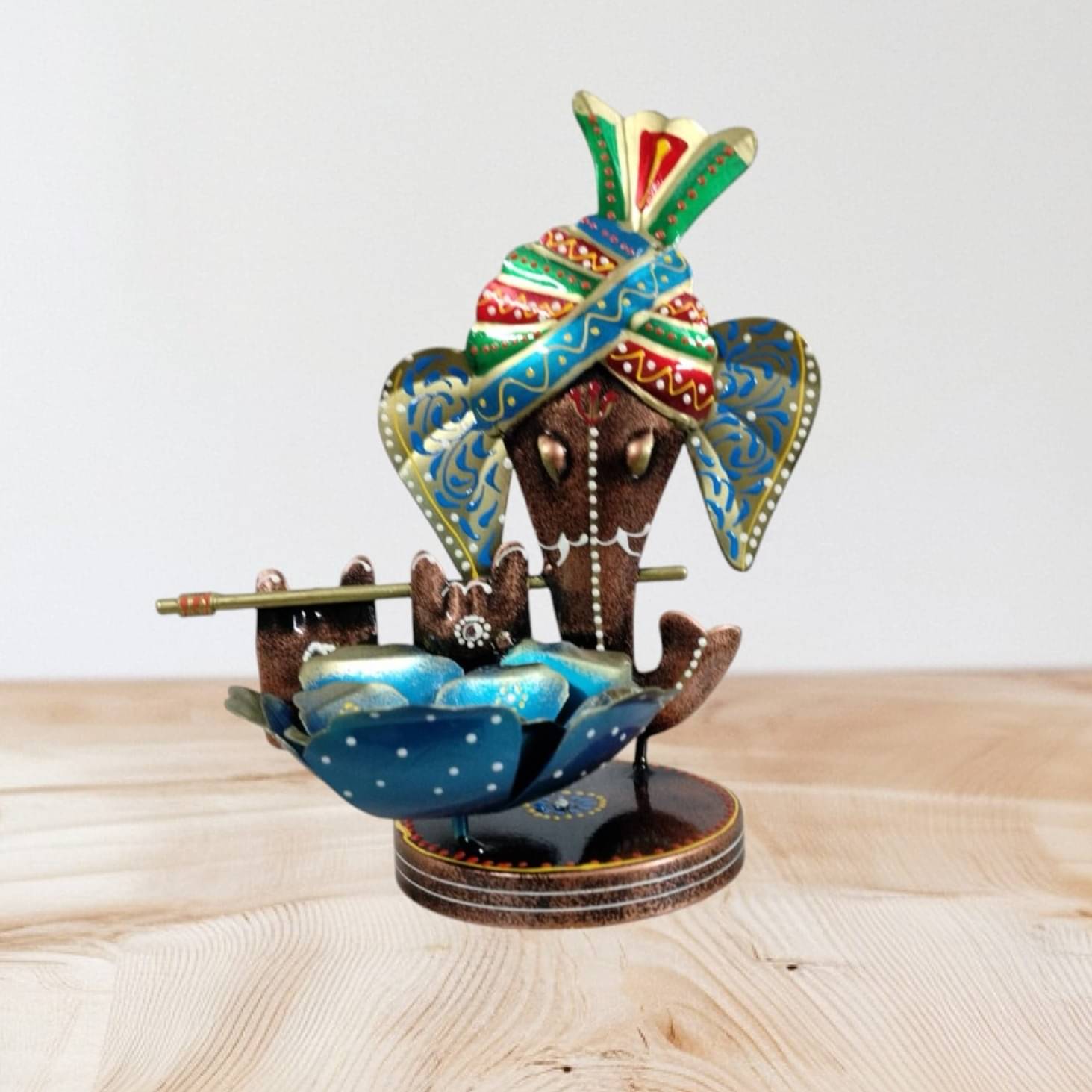 Handcrafted Metal Ganesh Brown Tea Light Holder