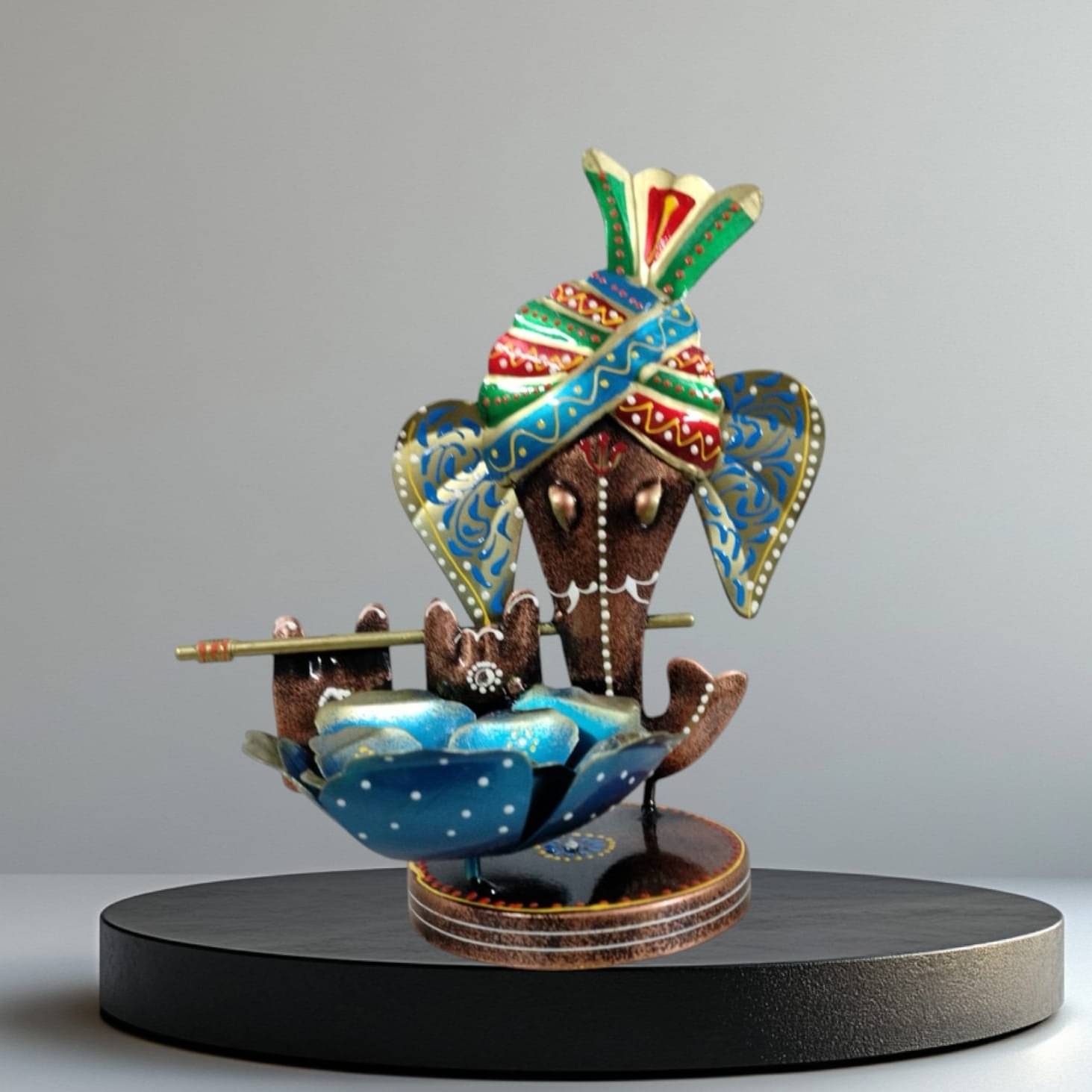 Handcrafted Metal Ganesh Brown Tea Light Holder