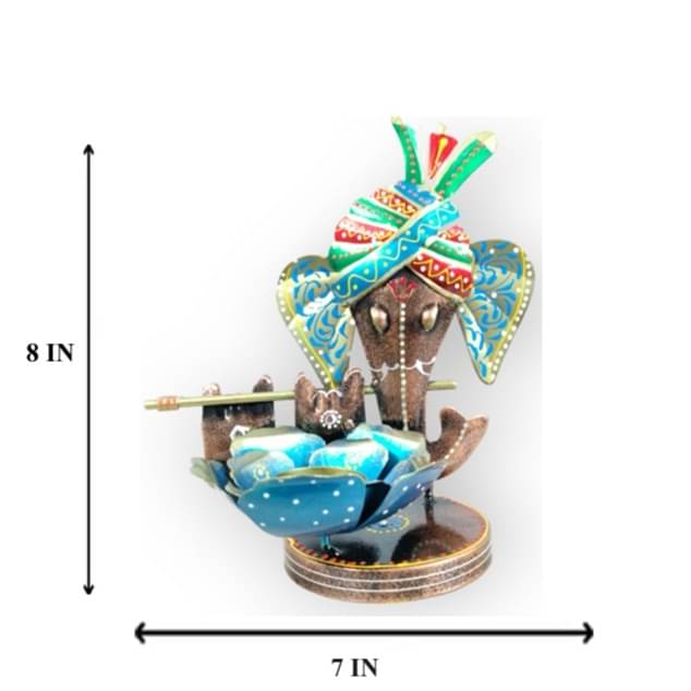 Handcrafted Metal Ganesh Brown Tea Light Holder