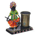 Rajasthani Musician Handcrafted Pen Stand Holder - front_view