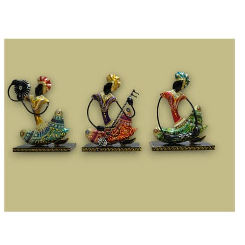 Rajasthani Tribal Musician Showpiece Statue (Set of 3)