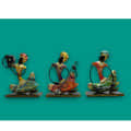 Rajasthani Tribal Musician Showpiece Statue (Set of 3) - rear_view