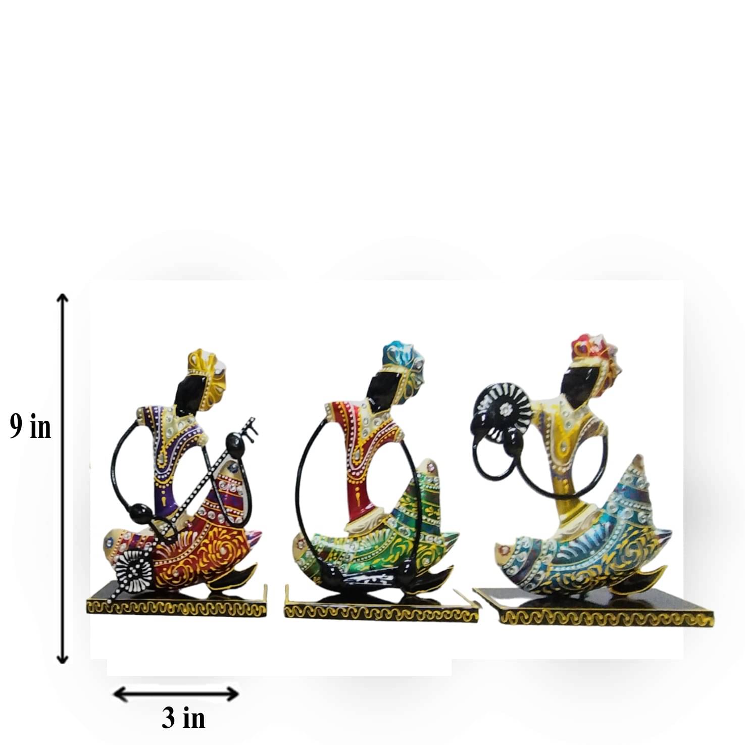 Rajasthani Tribal Musician Showpiece Statue (Set of 3)