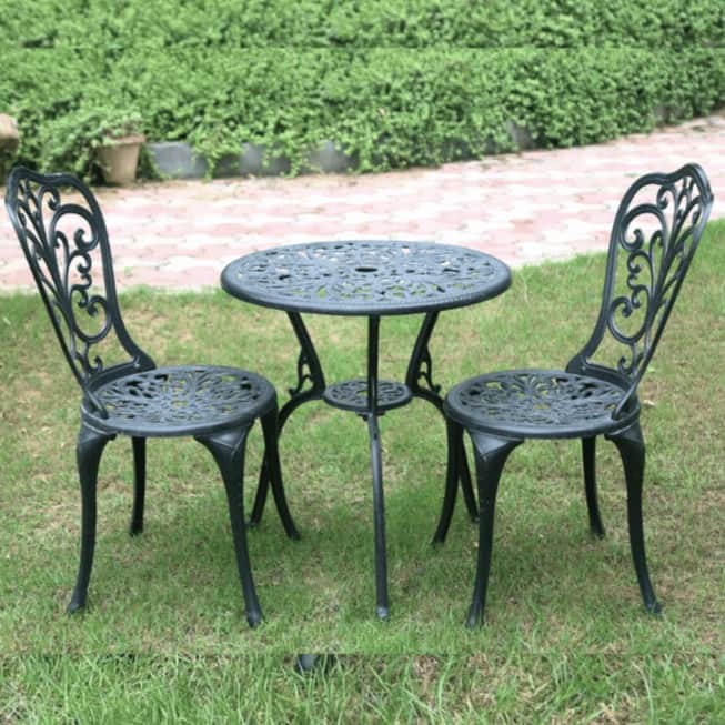 Andorra Cast Aluminum 2 Seater Patio Garden Chair & Table - front_view