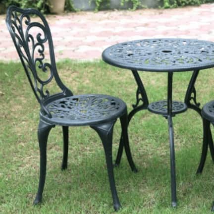 Andorra Cast Aluminum 2 Seater Patio Garden Chair & Table - rear_view