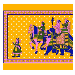 Attractive Yellow Colored Jaipuri Print Cotton Double Bedsheet with 2 Pillow Cover - top_view
