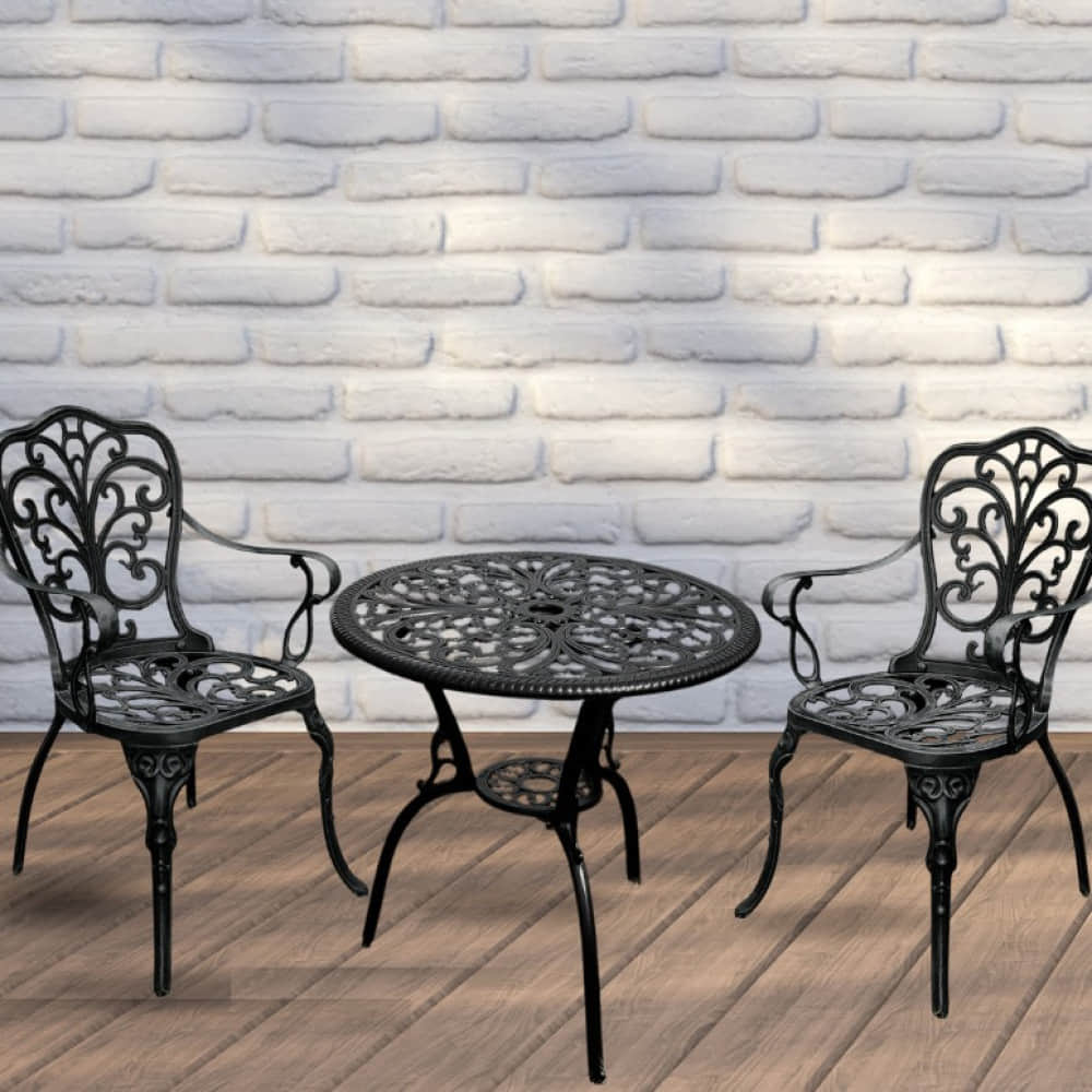Noah Cast Iron Table & 2 Chair Set - photo