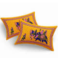 Attractive Yellow Colored Jaipuri Print Cotton Double Bedsheet with 2 Pillow Cover - rear_view
