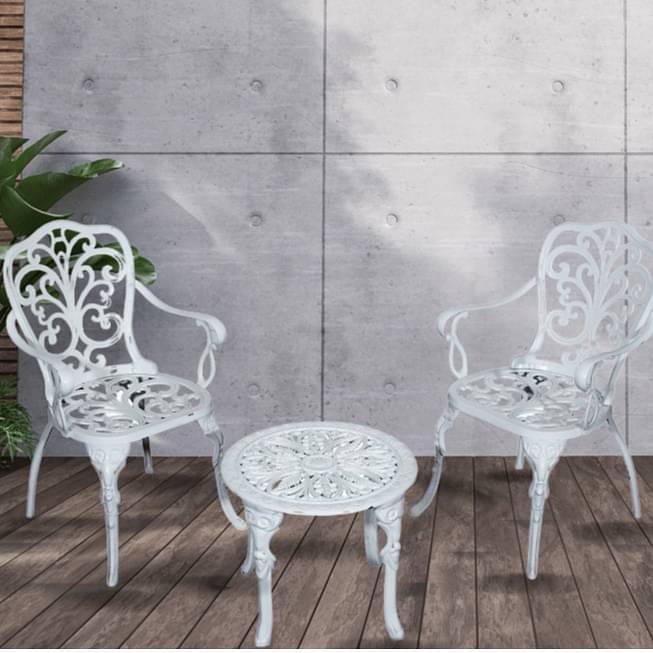 Clint Cast Aluminium Chair and Cast Iron Table Set