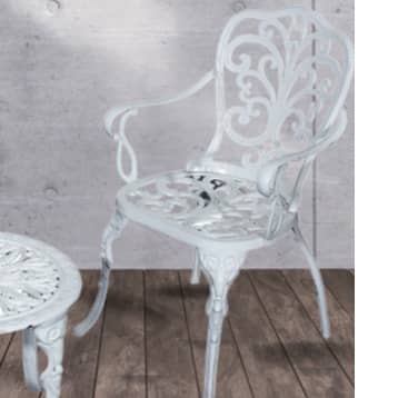 Clint Cast Aluminium Chair and Cast Iron Table Set