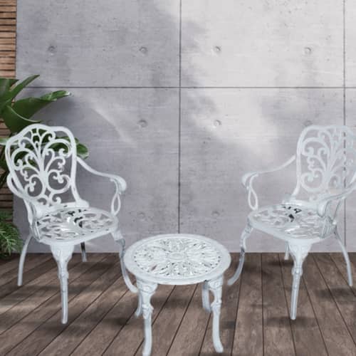 Clint Cast Aluminium Chair and Cast Iron Table Set